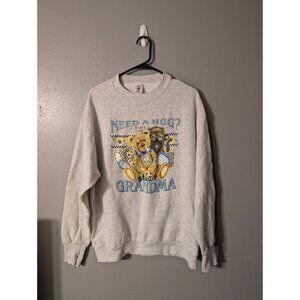 Delta Vintage Gray Graphic Sweater 1800 Call Grandma Size L